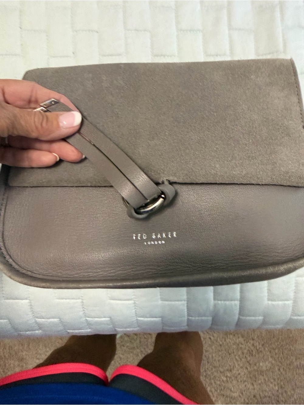 Ted Baker Taupe Suede & Leather Crossbody Bag